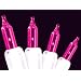 Set of 50 Pinkish Purple Everglow Mini Christmas Lights With White Wire
