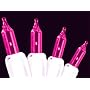Set of 50 Pinkish Purple Everglow Mini Christmas Lights With White Wire
