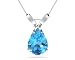 10.25ct Pear Shaped Blue Topaz & Diamond Pendant in 14K White Gold