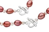 Cultured Pearl Necklace and Bracelet Set with Sterling Silver Clasp