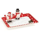 PeppermintSnowmanSaltAndPepperShakersWithTrayAdorableGiftSet
