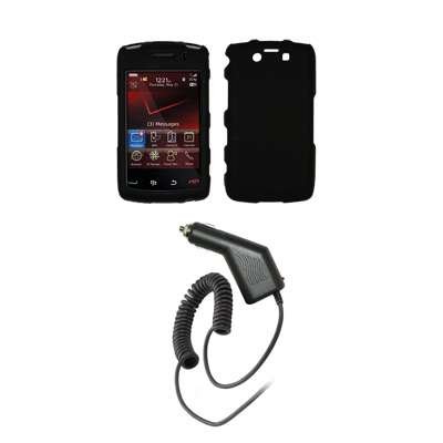 Premium Black Rubberized Snap-On Cover Hard Case Cell Phone Protector + Snap-On Removal Tool + Rapid Car Charger for Blackberry Storm 2 (9550/9520)
