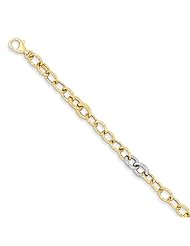 14k Two Tone Polished Fancy Link Bracelet Length 7.5"
