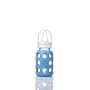 4 oz Babylife WeeGo BPA Free Baby Glass Bottle with Non Slip Sleeve and Stage 1 Nipple - 2 Pack, Sky