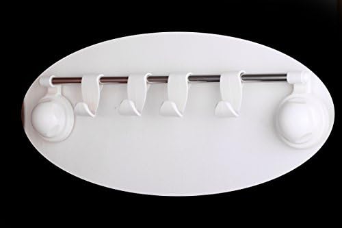 Vieworld Wall Mounted Suction Hook Rack, Chromed Metal and Plastic, White