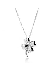 Valentines Day Gifts Bling Jewelry Heart Leaf Clover Necklace 925 Silver 16in