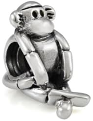 Genuine Ohm Beads (TM) Product. 925 Sterling Silver Sock Monkey European bead Charm. 100% Satisfaction Guaranteed.