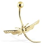 14K gold hinged dragonfly belly ring