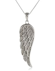 10k White Gold Angel Wing Diamond Pendant Necklace (1/5 cttw, I-J Color, I2-I3 Clarity), 18"