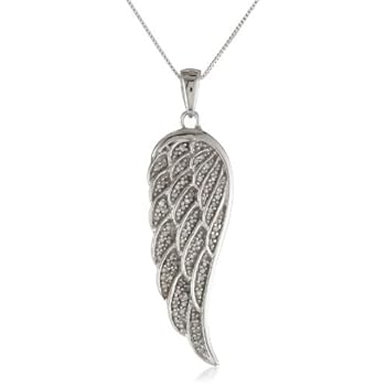 10k White Gold Angel Wing Diamond Pendant Necklace (15 cttw, I-J ...