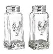 Ganz Glass and Zinc Rooster Salt and Pepper Shakers - Rooster