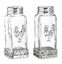 Set of 2 Rooster Salt and Pepper Shakers Glass Metal
