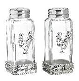 Ganz Glass and Zinc Rooster Salt and Pepper Shakers - Rooster