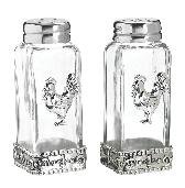 Ganz Glass and Zinc Rooster Salt and Pepper Shakers - Rooster