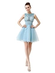 Cocktail Organza/Satin Backless   Beaded Jeweled Sheer  Mini Dress  With a Bow(s) and Rhinestones and Ruffles