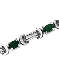 0.40ct Diamond & 2.25ct Oval Shape Emerald 7 Inch 14k Gold Double Safety Lock