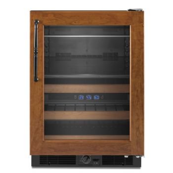 KitchenAid Architect Series II: KBCO24RSBX 24'' Under-the-Counter Beverage Center with a 22-Wine Bottle Storage Capacity, 3 Temperature Zones & Requires Overlay Panel: Right-Swing Door