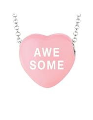 Sterling Silver 17mm Lt Pink enamel Sweethearts AWESOME Heart Pendant