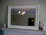 LARGE white Overmantle / Wall MIRROR complete with Premium Quality Pilkington's Glass - Size: 24 inches x 34 inches (60cm x 85cm)