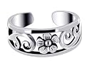 .925 Sterling Silver Polish Finish 6mm FlowerToe Ring