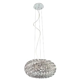 Eglo 89063A Rebell, Brushed Aluminum Crystal Foil, 1-Light Pendant Light Fixture by Eglo