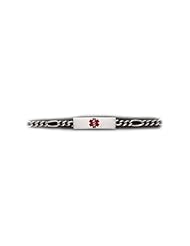 Sterling Silver Medical Alert ID Figaro Chain Bracelet - Length 8 Inch