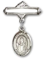 Sterling Silver Baby Badge with St. David of Wales Charm and Polished Badge Pin