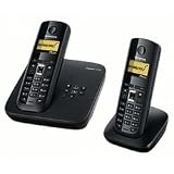 Siemens Gigaset A585 Duo Schnurloses DECT-Telefon mit zusaetzlichem Mobilteil und Anrufbeantworter, pianoschwarz