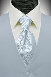 Light Blue Solid Satin Vest with Coordinating Tapestry Tie