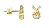 14K Yellow Gold. 10 ctw Diamond X Earrings - B0000T0Y8E