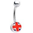 Stainless Steel British Flag Logo Belly Ring