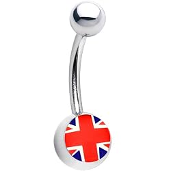 Stainless Steel British Flag Logo Belly Ring