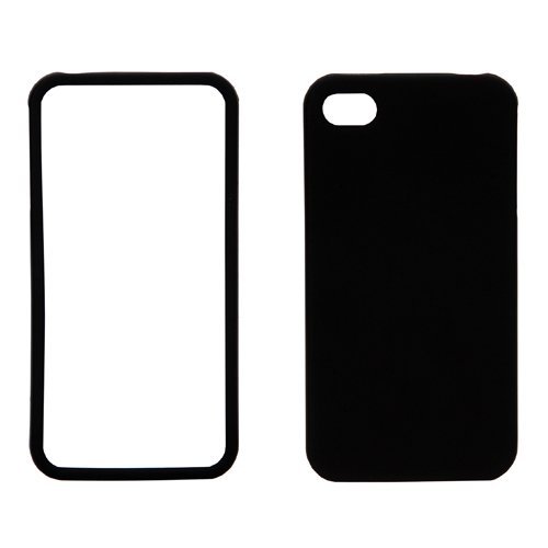 GTMax Black Hard Rubber Snap On Crystal Cover Case for Verizon CMDA / AT&T GSM Apple iPhone 4 4G 16GB / 32GB 4th Generation