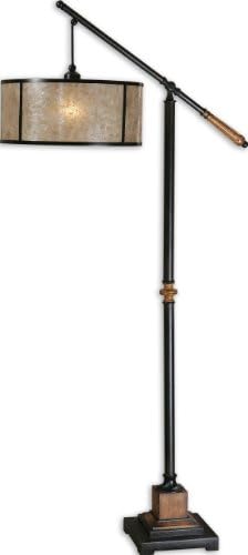 Uttermost Sitka Lantern Floor Lamp with Aged Black Metal Accented With Solid Wood Details Finish
