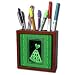 Jaclinart Dress Flowers Stars Stripes Damask Ribbons - Kelly green flowered dress with stars and striped and damask ribbon frames - Tile Pen Holders-5 inch tile pen holder