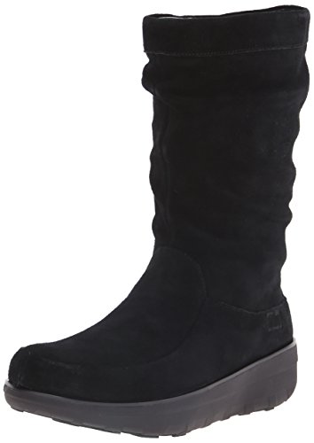 FitFlop Women's Loaff Slouchy Knee Suede Slouch Boot, Black, 7 M US