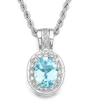 14k White Gold Aquamarine (2-1/5 ct. t.w.) & Diamond (1/3 ct. t.w.) Pendant