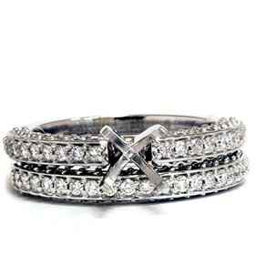 1.30CT Diamond Vintage Engagement Wedding Ring Semi Mount Heirloom White Gold