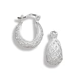 Diamond Cut Hoop Earring with Basket Weave Design