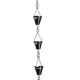 Patina Products R264 Brushed Stainless Shade Cup Rain Chain Full Length