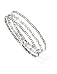 Genuine IceCarats Designer Jewelry Gift Sterling Silver Cz Three Bangle Set In 8.00 Inch