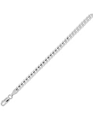 14K Solid White Gold Curb Cuban Chain Bracelet 4.6mm (11/64 in.) - 7.5 in.