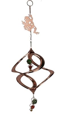 Frog Metal and Glass Copper Colored Hanging Swirl