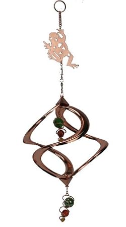 Frog Metal and Glass Copper Colored Hanging Swirl