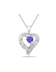 Tanzanite and 3 Stone Diamond Heart Pendant 14kt White Gold