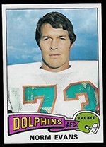 1975 Topps Regular (Football) Card# 234 Norm Evans of the Miami Dolphins VGX Condition