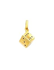 14K Yellow Gold Dice Lucky Charm Pendant