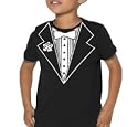 Tuxedo With White Flower Kids T-Shirt (Black)
