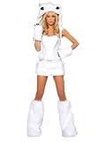 Sexy Fur White Snow Wolf Costume Complete Set - White