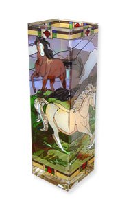 Horse Frolick Stained Glass Vase